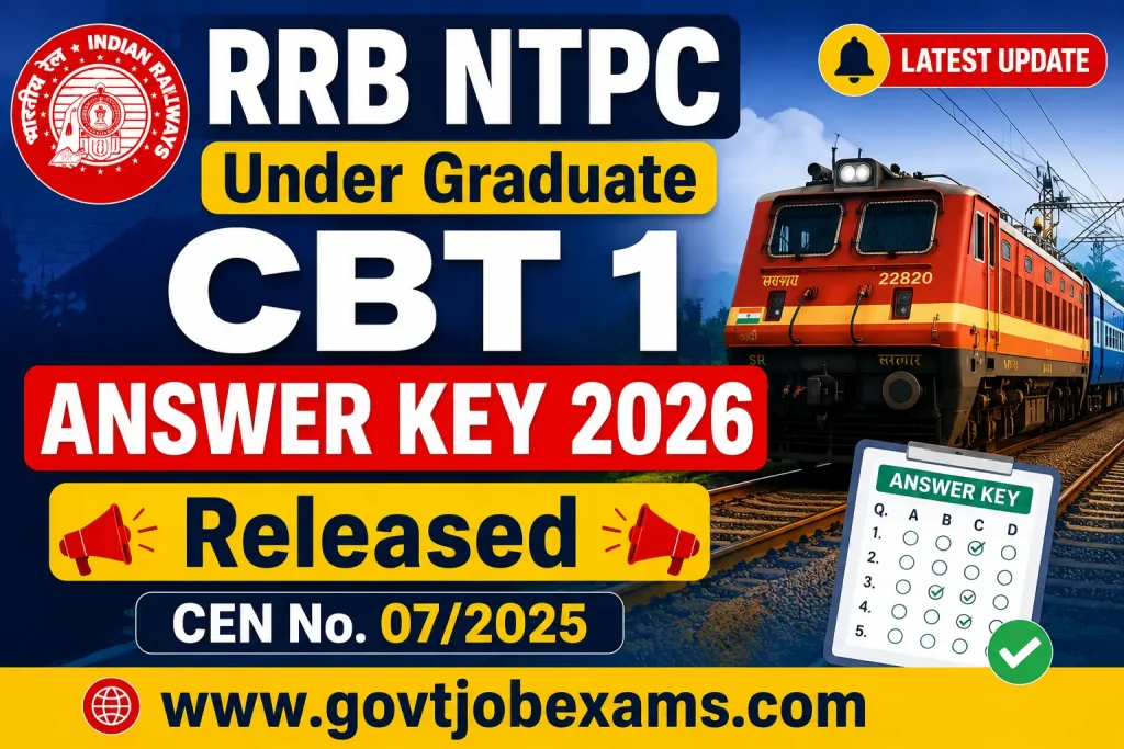 RRB NTPC Under-Graduate CBT 1 Answer Key 2026