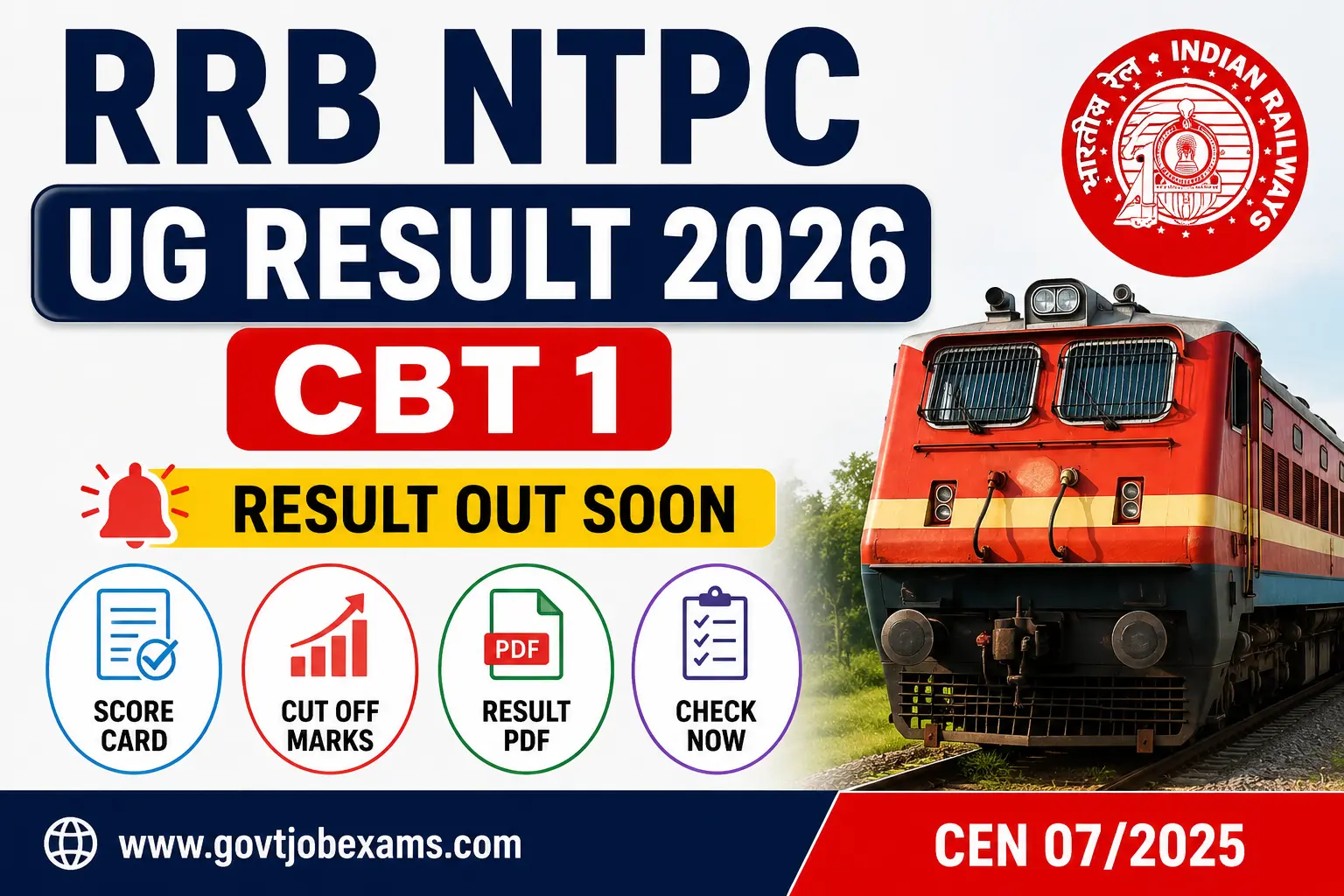 RRB NTPC UG Result 2026 CBT 1 Score Card Download