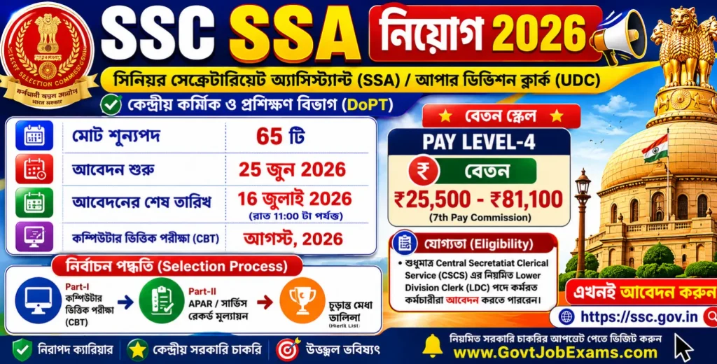 SSC SSA RECRUITMENT 2026 BANNER