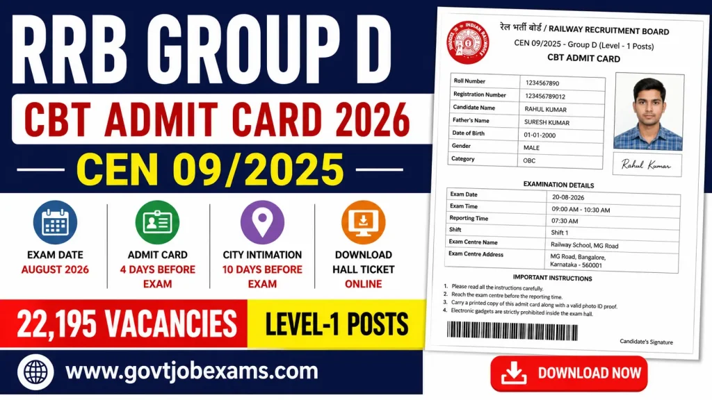 RRB GROUP D CBT ADMIT CARD 2026